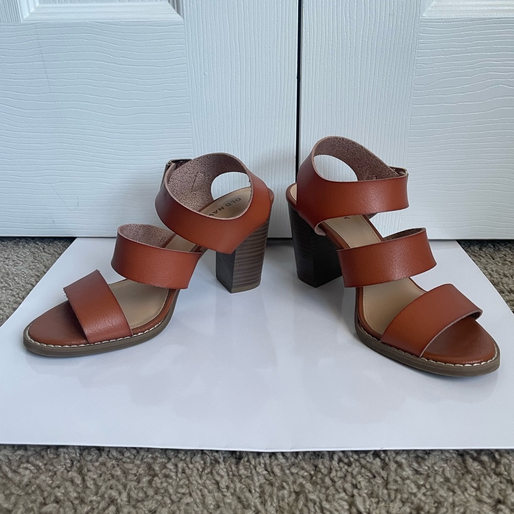 Old Navy Brown Heels with Chunky Block Design, Worn Once